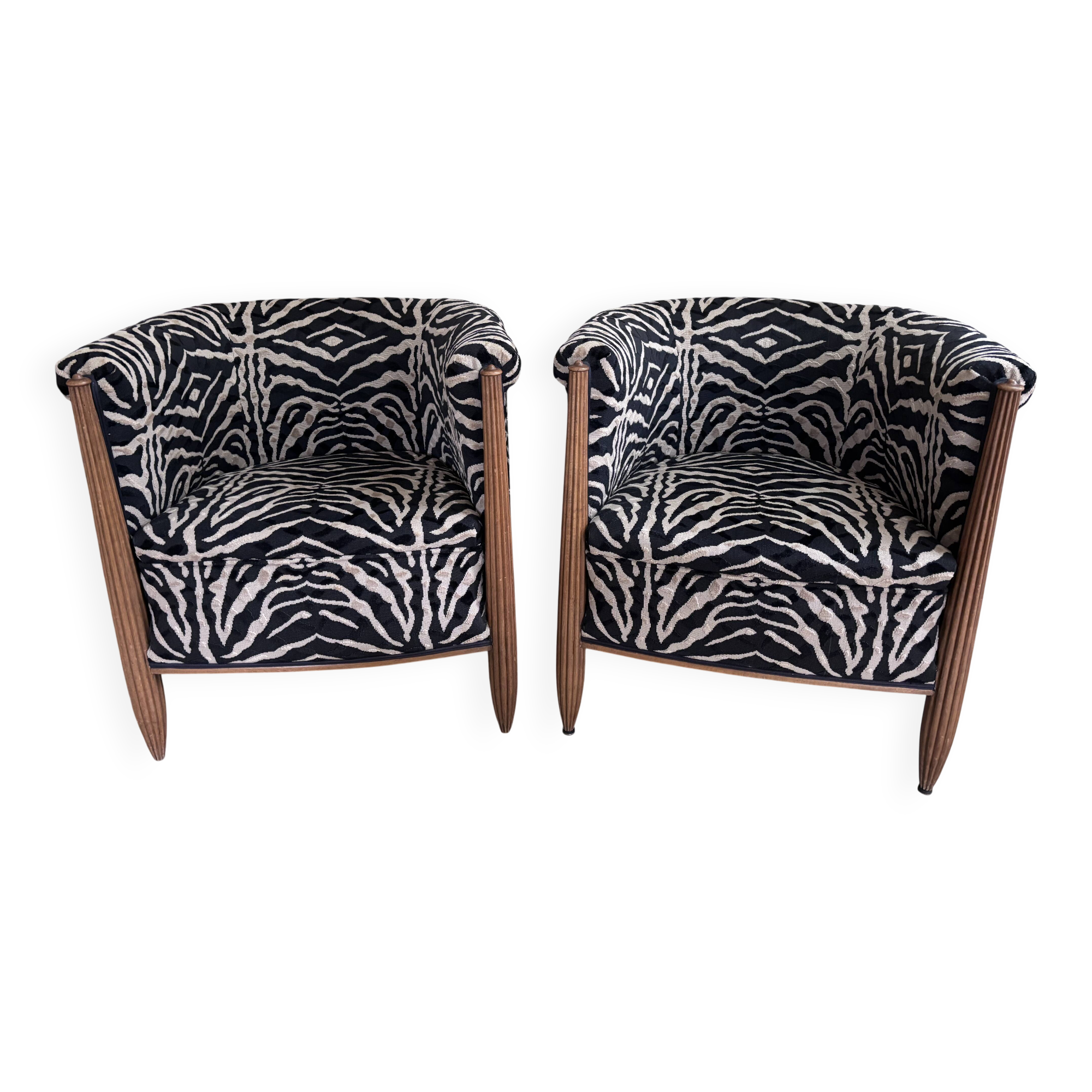 Paire de fauteuils tonneau