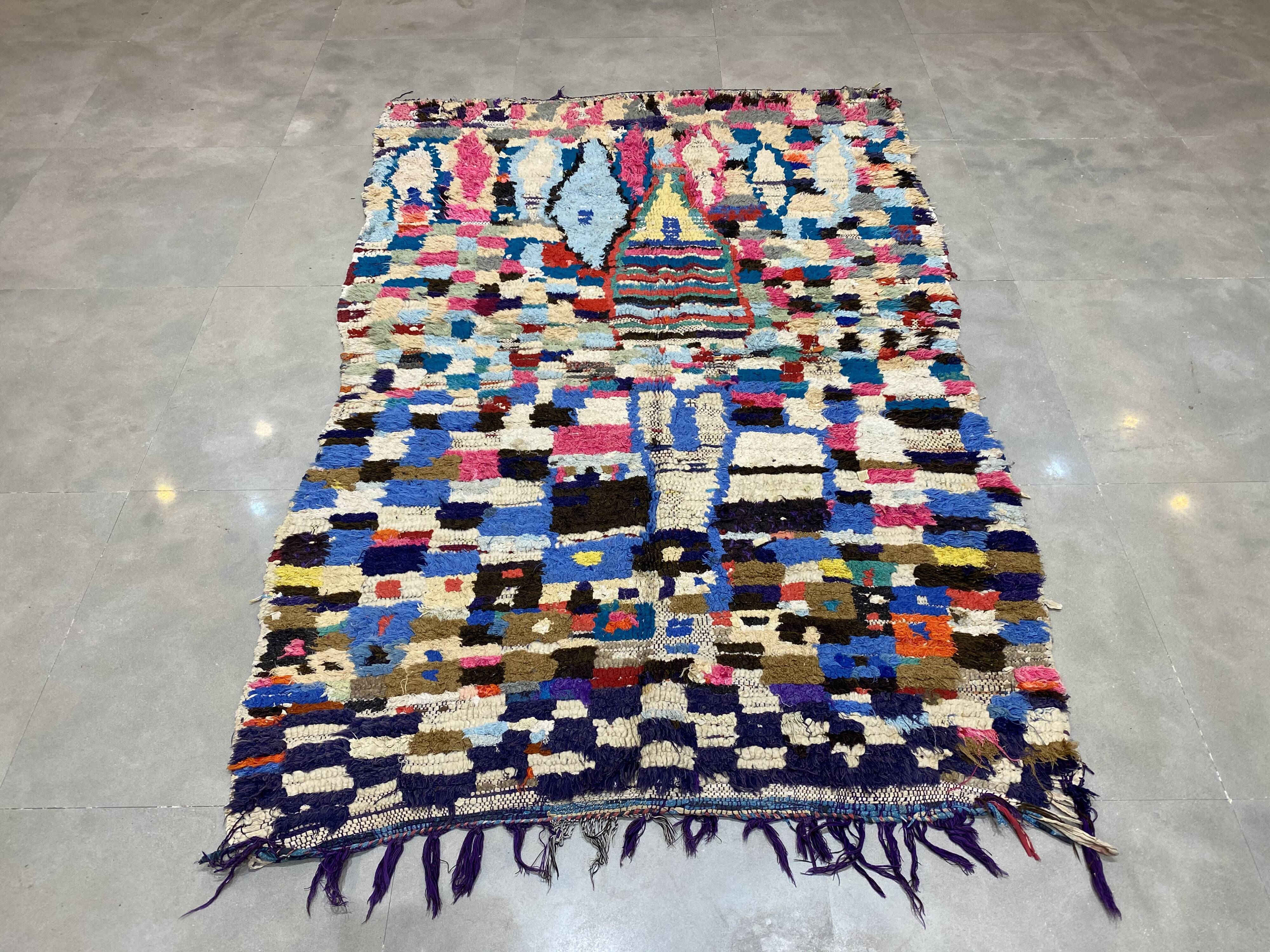 Multicolor carpet in boucherouite fabric 130x193cm