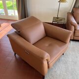 PISA leather armchair 1p 100cm cognac