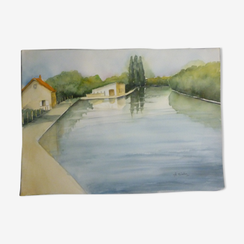 Watercolor Canal St Quentin