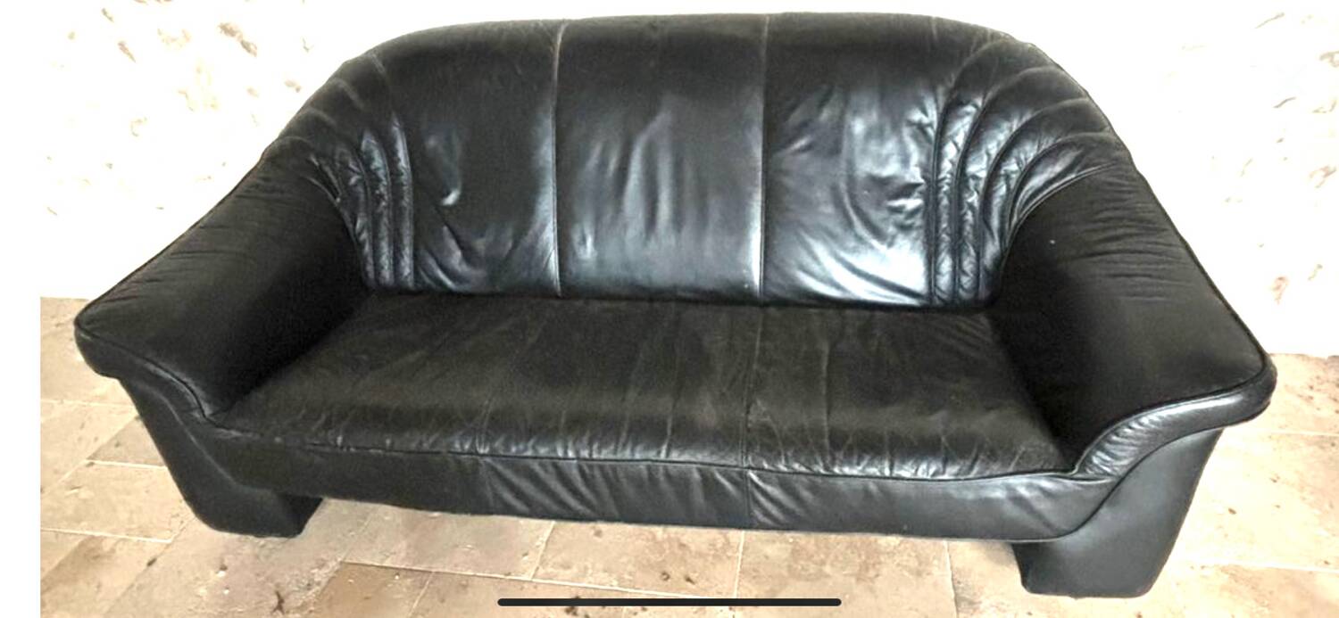 Vintage black leather sofa