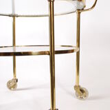 Mid century polished brass serving drinks trolley, 1930's cocktail bar cart