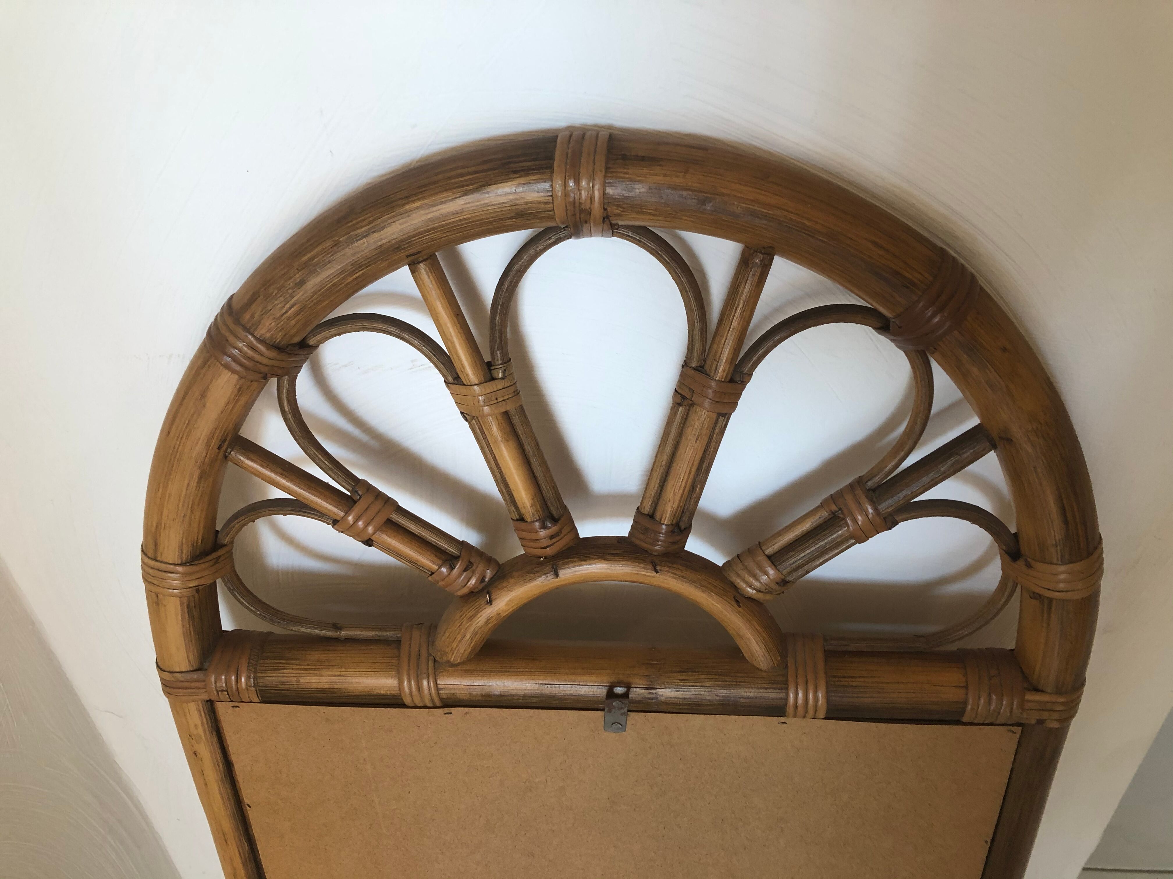 Rattan mirror and vintage bamboo  50x100cm