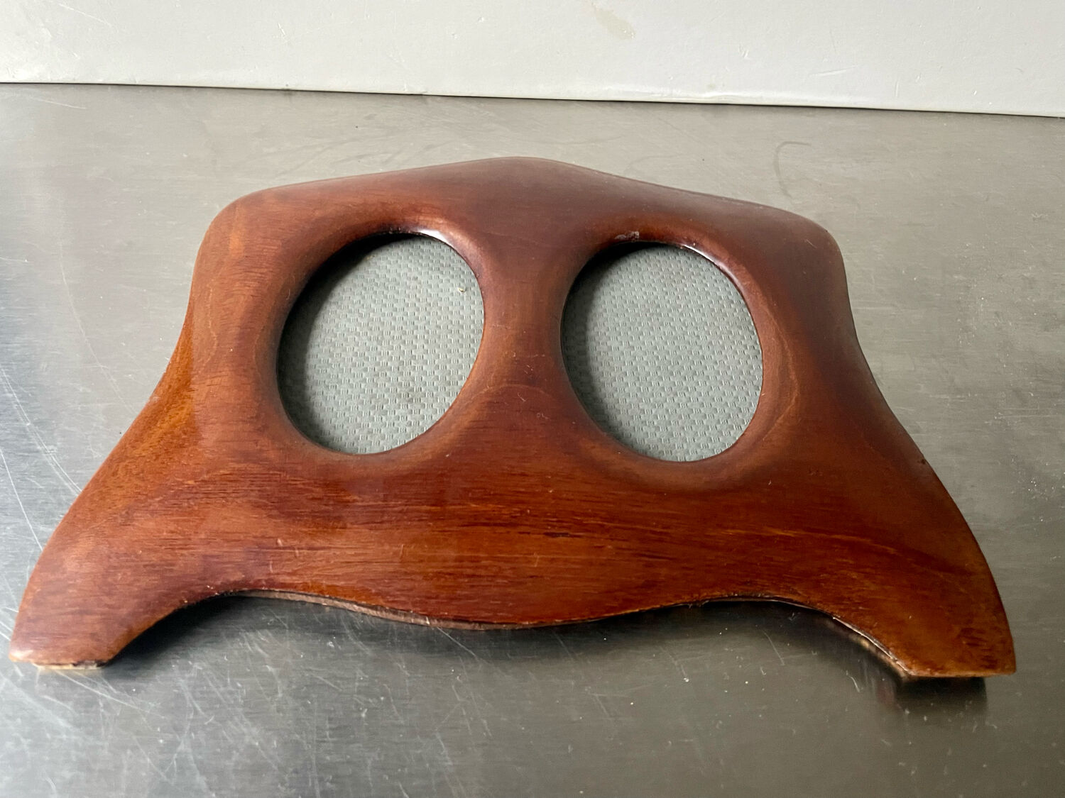 Antique  art nouveau mahogany double frame wood measurements 20 cm x 18 openings 8 cm x 5 cm