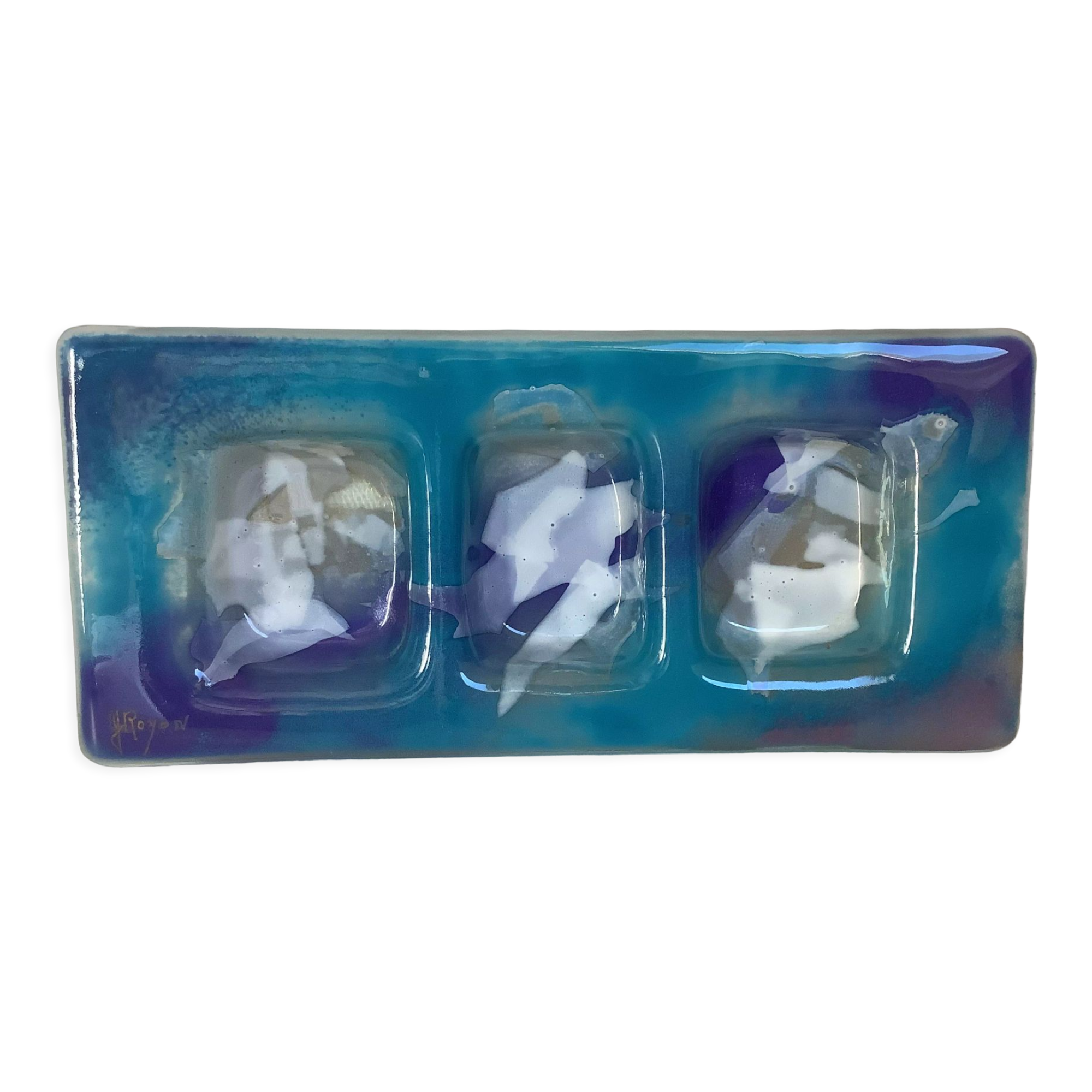 Glass paste vide poche signed Royon