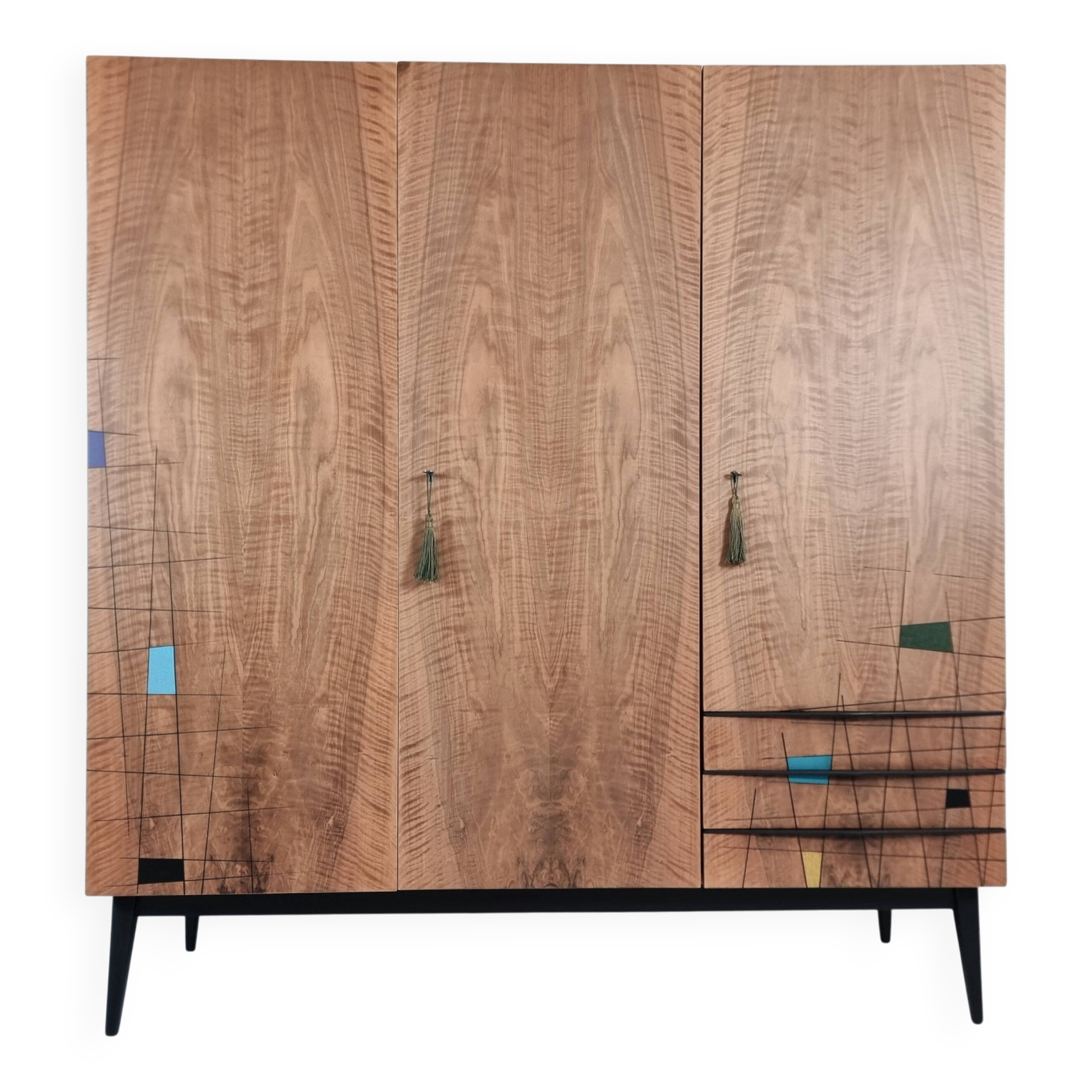 Armoire vintage en noyer, années 1970