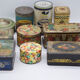 Set of eighty-two metal food boxes 1940'