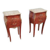 Pair of Louis XV style bedside tables with marble top
