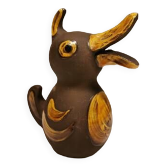 Old ceramic piggy bank. shaped like a duck from hegnetslund denmark