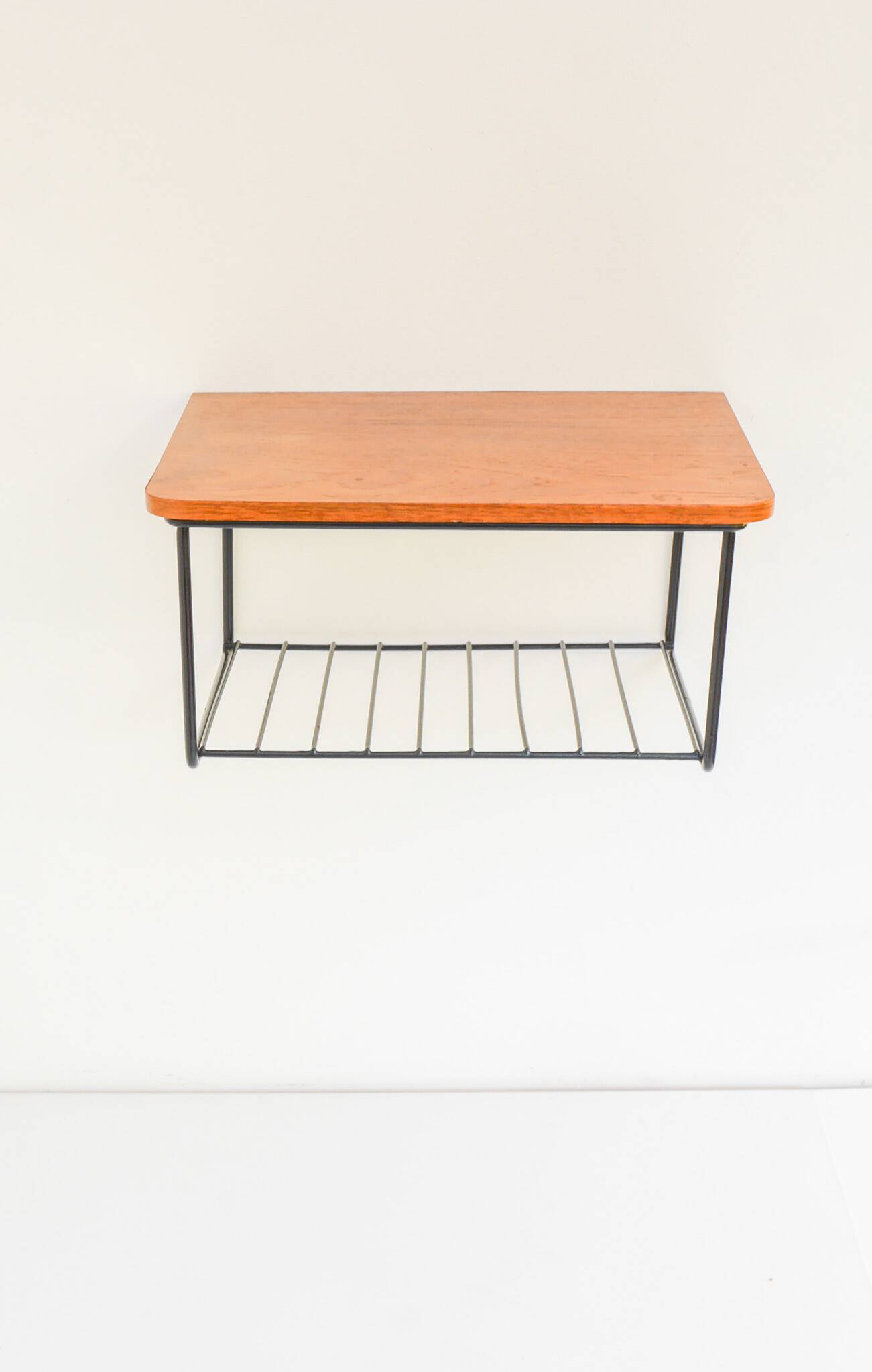 Vintage Floating Wall Shelf, Teak String Rack 60's Design