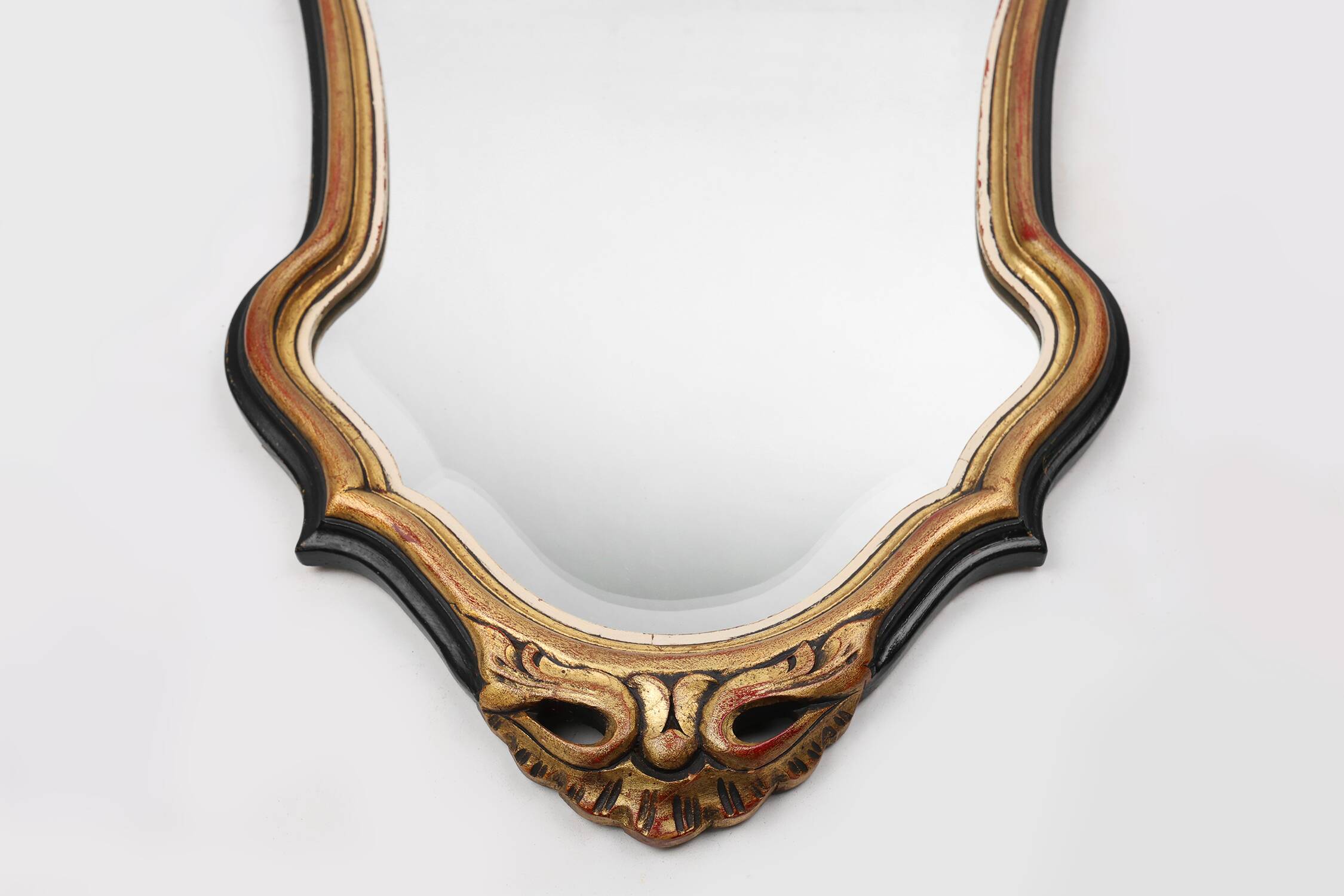 20th Century Baroque style mirror in carved and gilded wood, Belgium