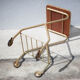 Metal wheeled tray with formica top, vintage wheeled cabinet, vintage side table