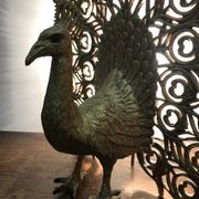 Lampe paon dorée