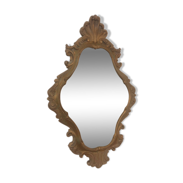 Miroir chantourné en bakélite à fronton rocaille