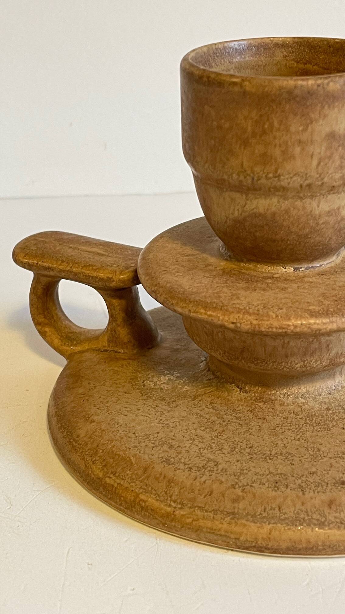 Geometric Hand CANDLE HOLDER Stoneware VINTAGE France