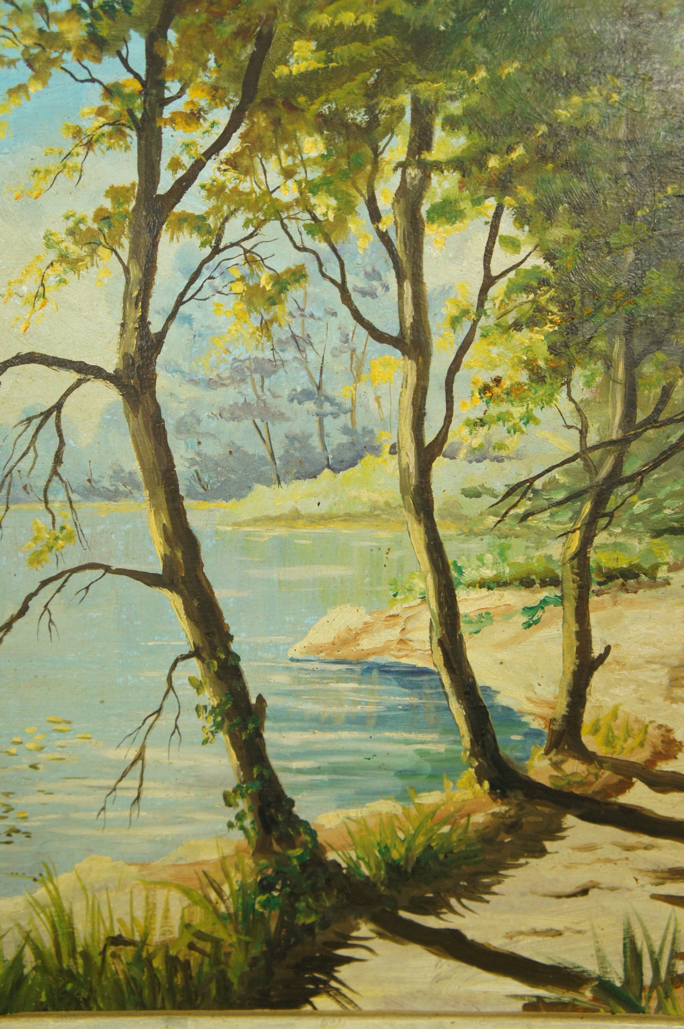 Landscape oil on wood framed C.Peyron