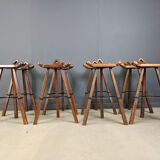 Mid-century brutalist bar stools - set of 8, 1960s