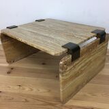Table basse en travertin jaune, années 70/80