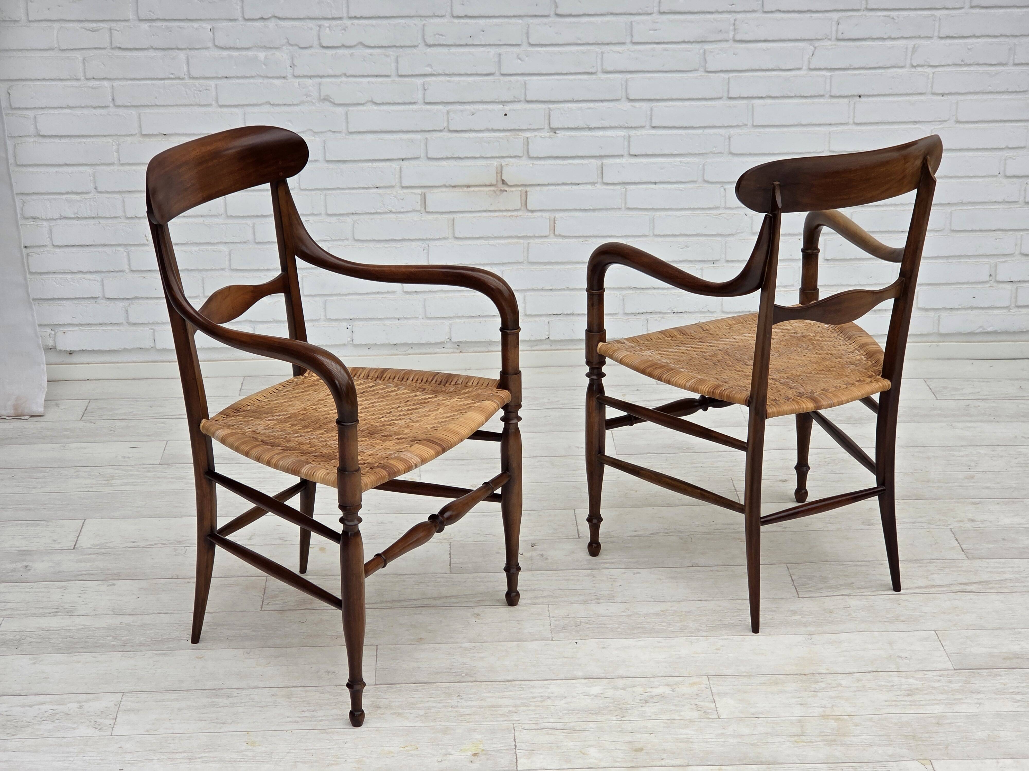 1970s, Italian design by Fratelli Levaggi, 2 armchairs, model "Campanino".