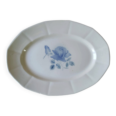 Plat ovale Digoin Sarreguemines  Roses bleues