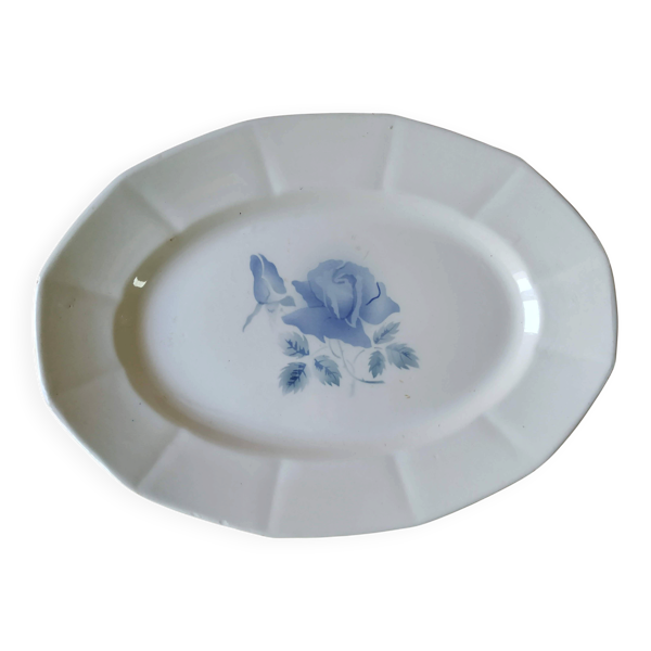 Plat ovale Digoin Sarreguemines  Roses bleues