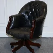 Vintage Chesterfield Chair in Dark Grey Leather