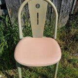 Antique baumann chair, argos model, green wood + light beige seat, 80