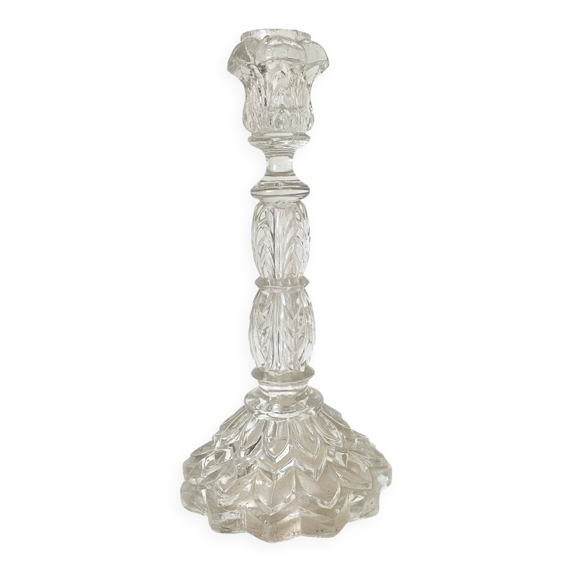 Molded glass candle holder 24 cm