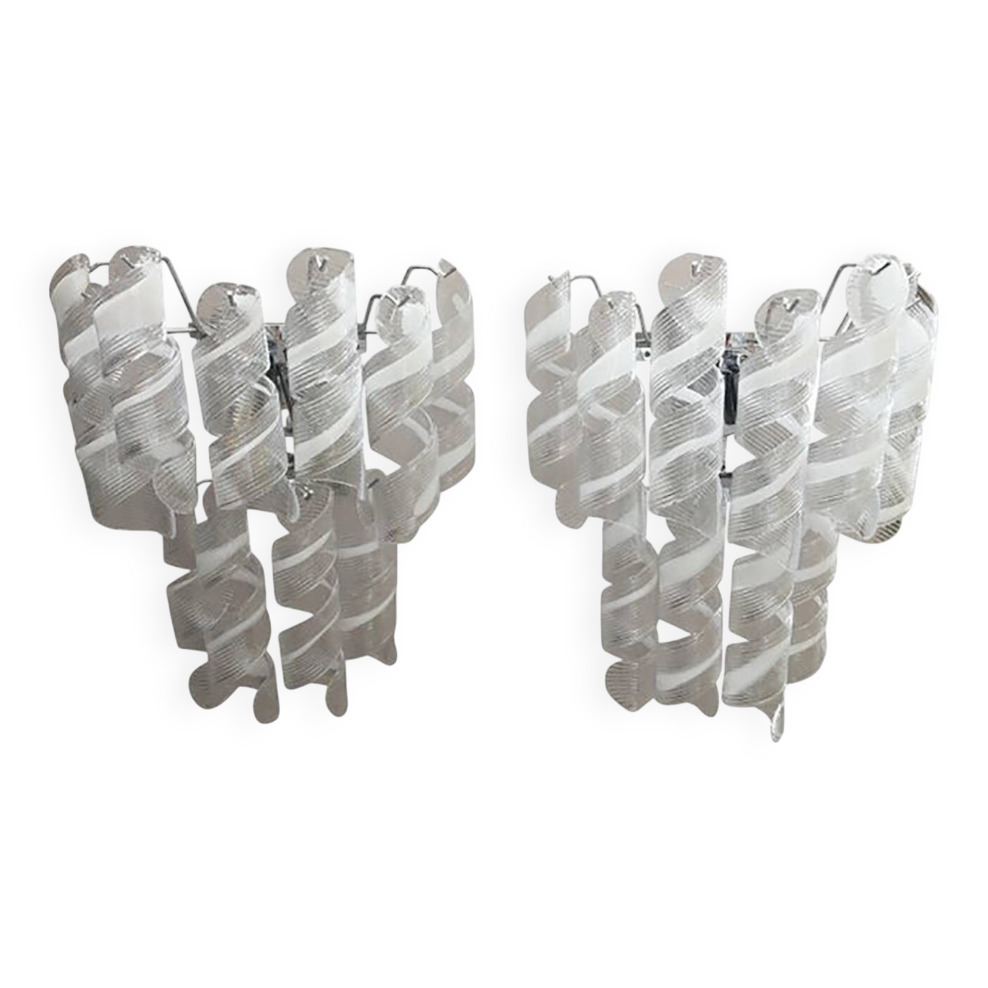 Set of 2 Wall Sconces Murano Glass Italian Swirling Wall Lights
