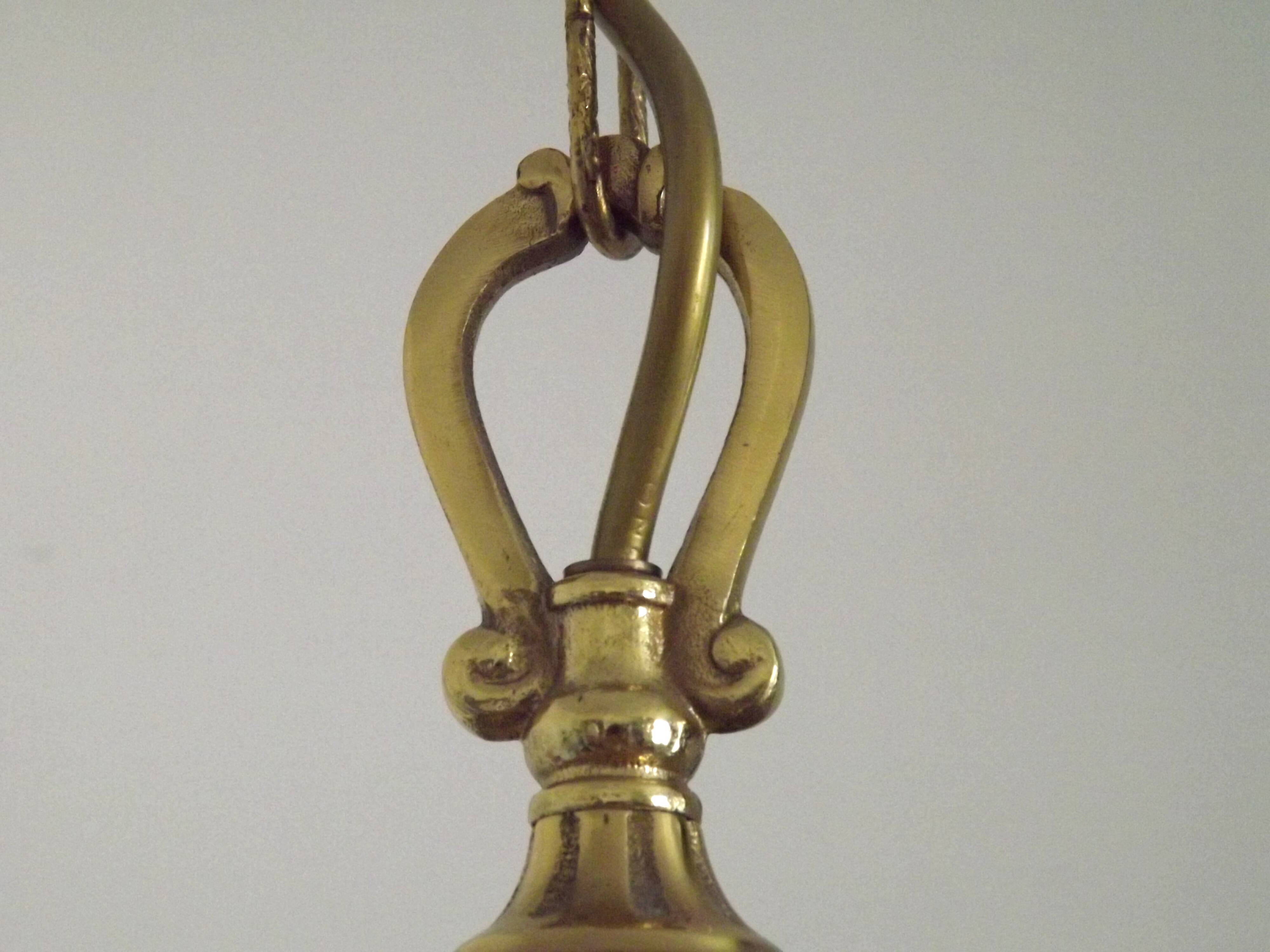 French Vintage 5 Light Quality Brass Chandelier with Scroll Acanthus Arms 5452
