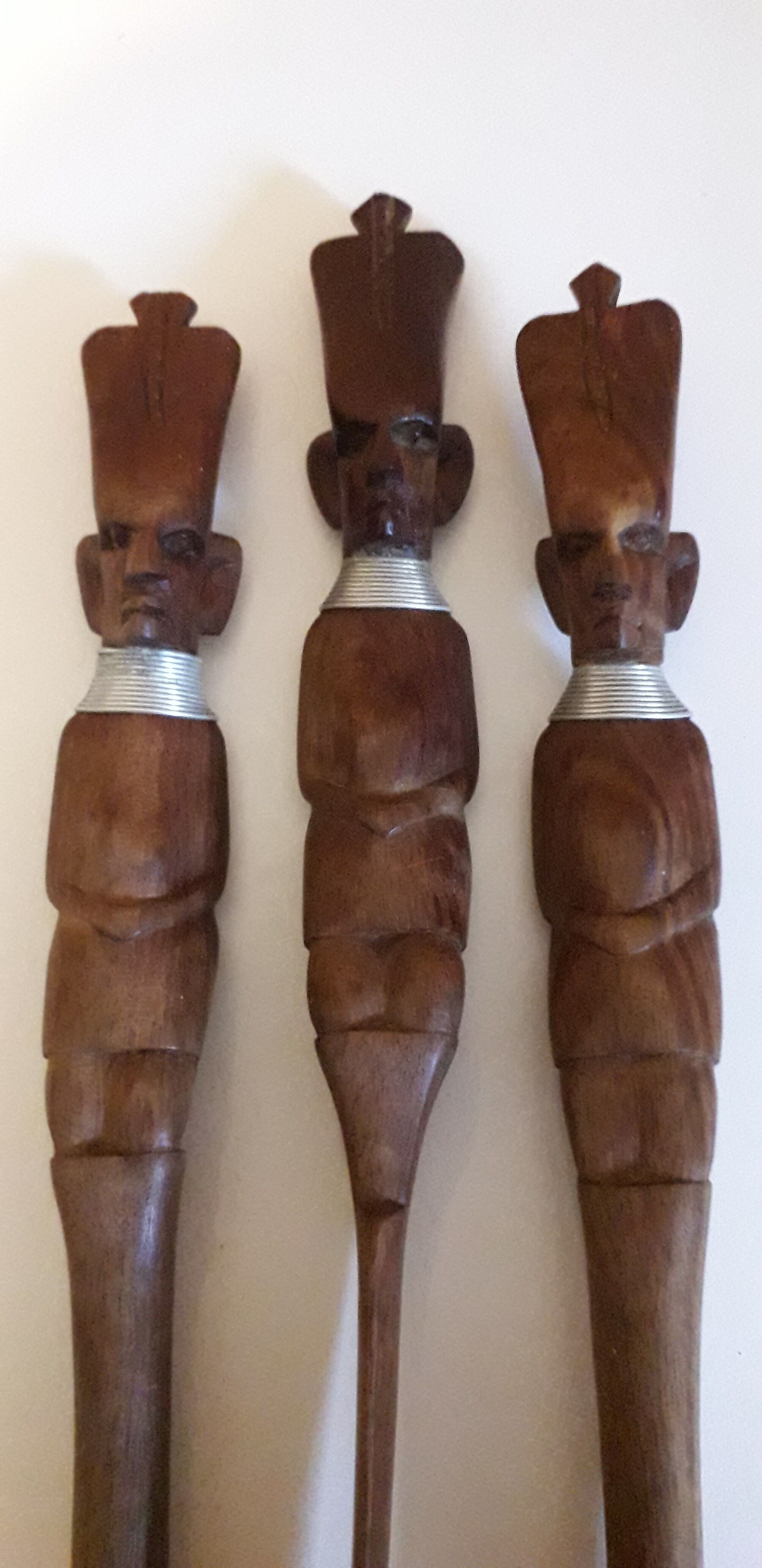 Set of 3 cutlery made of raw exotic wood from Kenya