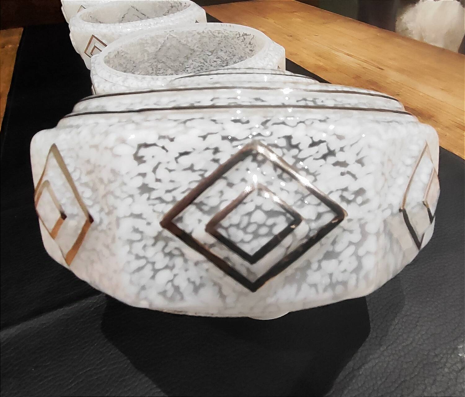 Four Clichy glass lampshades