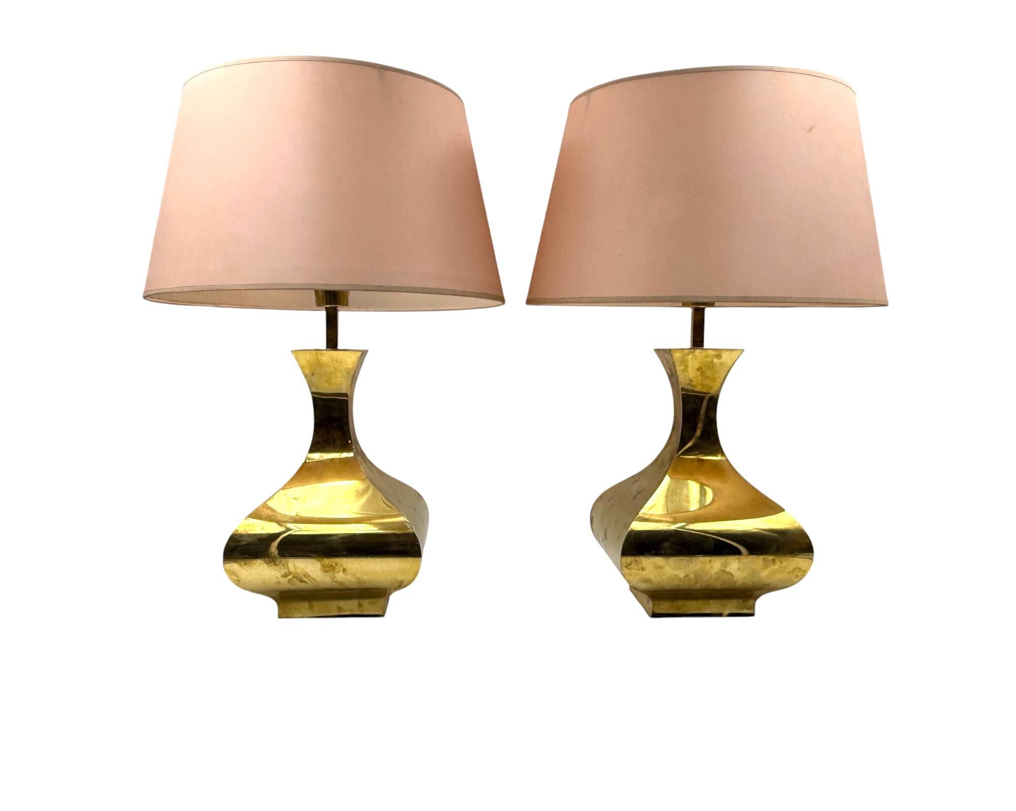 Hollywood regency set of 2 table lamps mod. Piramide, High Society Italy 70