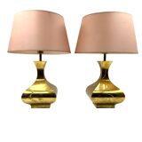Hollywood regency set of 2 table lamps mod. Piramide, High Society Italy 70
