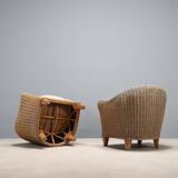 Two wicker armchairs