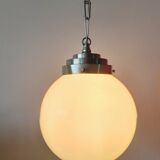 Suspension globe en opaline blanche art déco