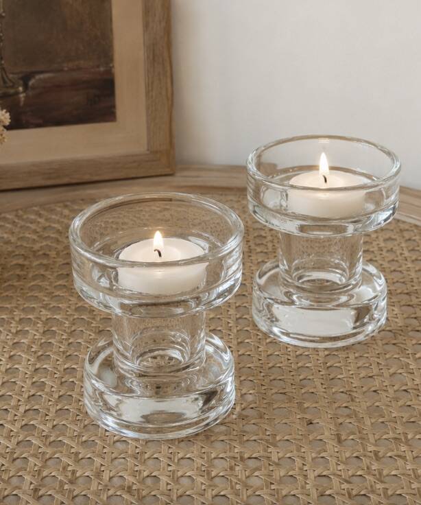 Designer glass candle holders