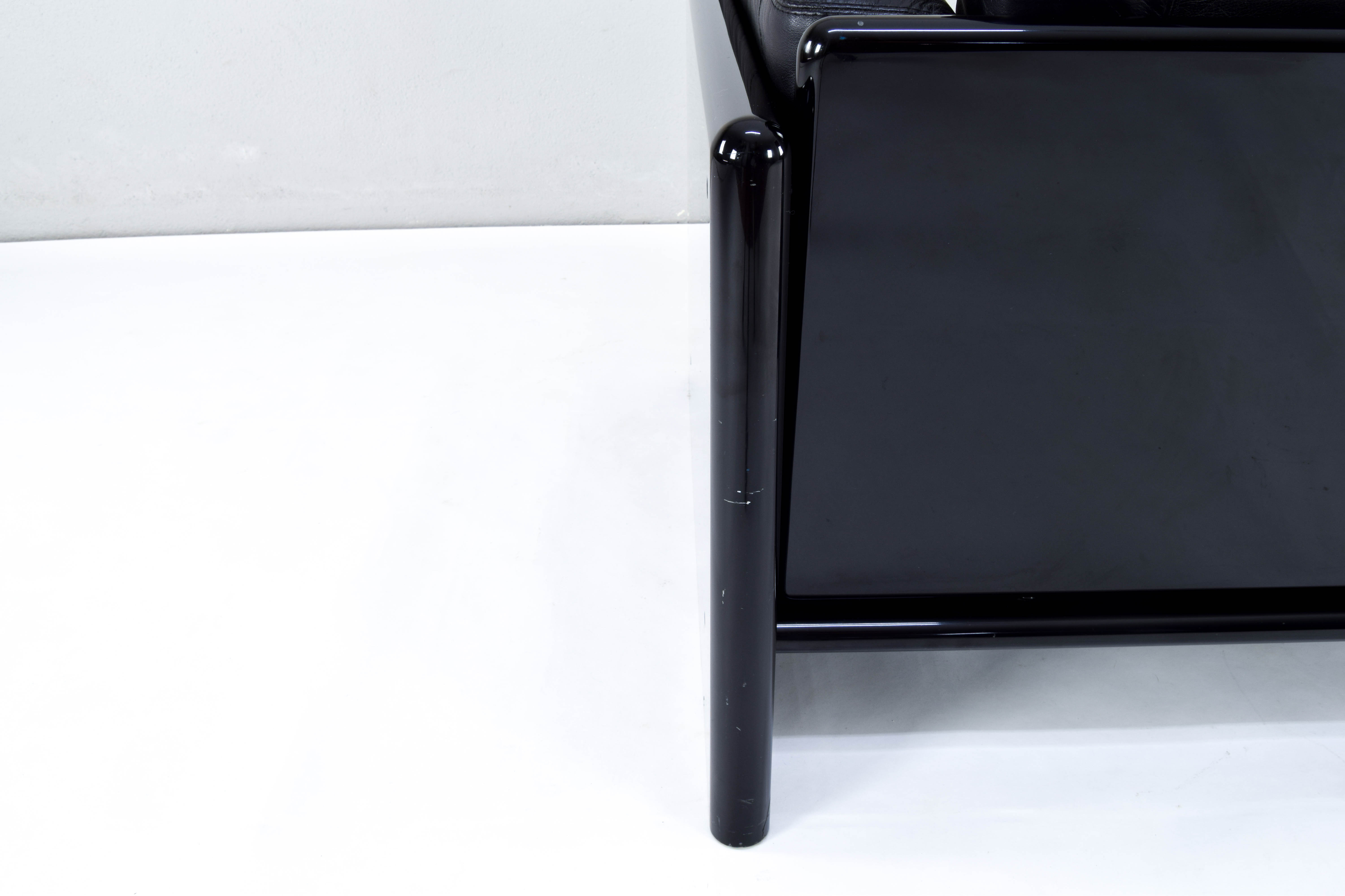 Black Leather Simone Armchair by Ufficio Progetti Gavina for Simon International