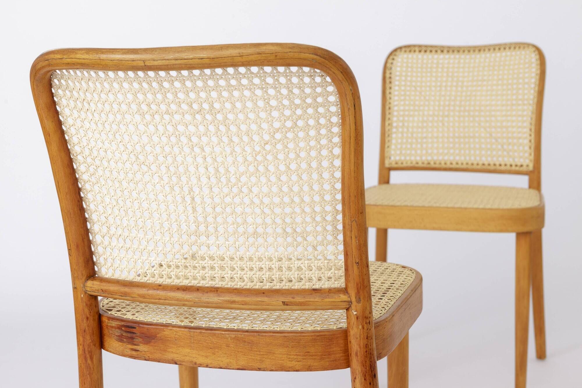 Set of 8 Ligna Bentwood Dining Chairs, Beechwood & Vienna Cane, 1960s-1970s