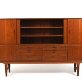 High Quality Danish Highboard with Brass Handle Inlays 1950s