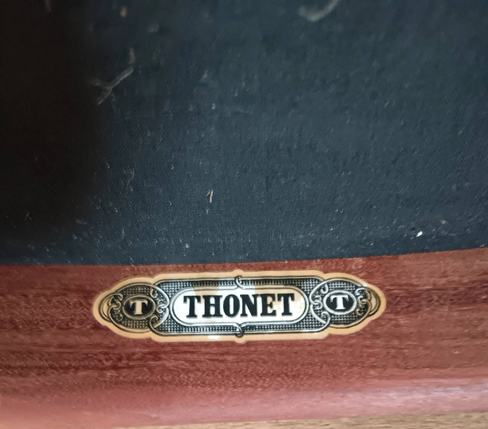 Fauteuil Thonet original des années 1960 en tissu bleu et noyer