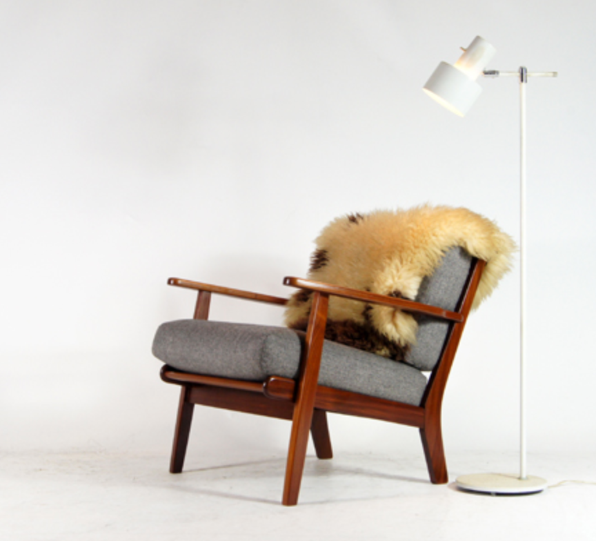 Vintage retro lounge chair in Danish teak wool