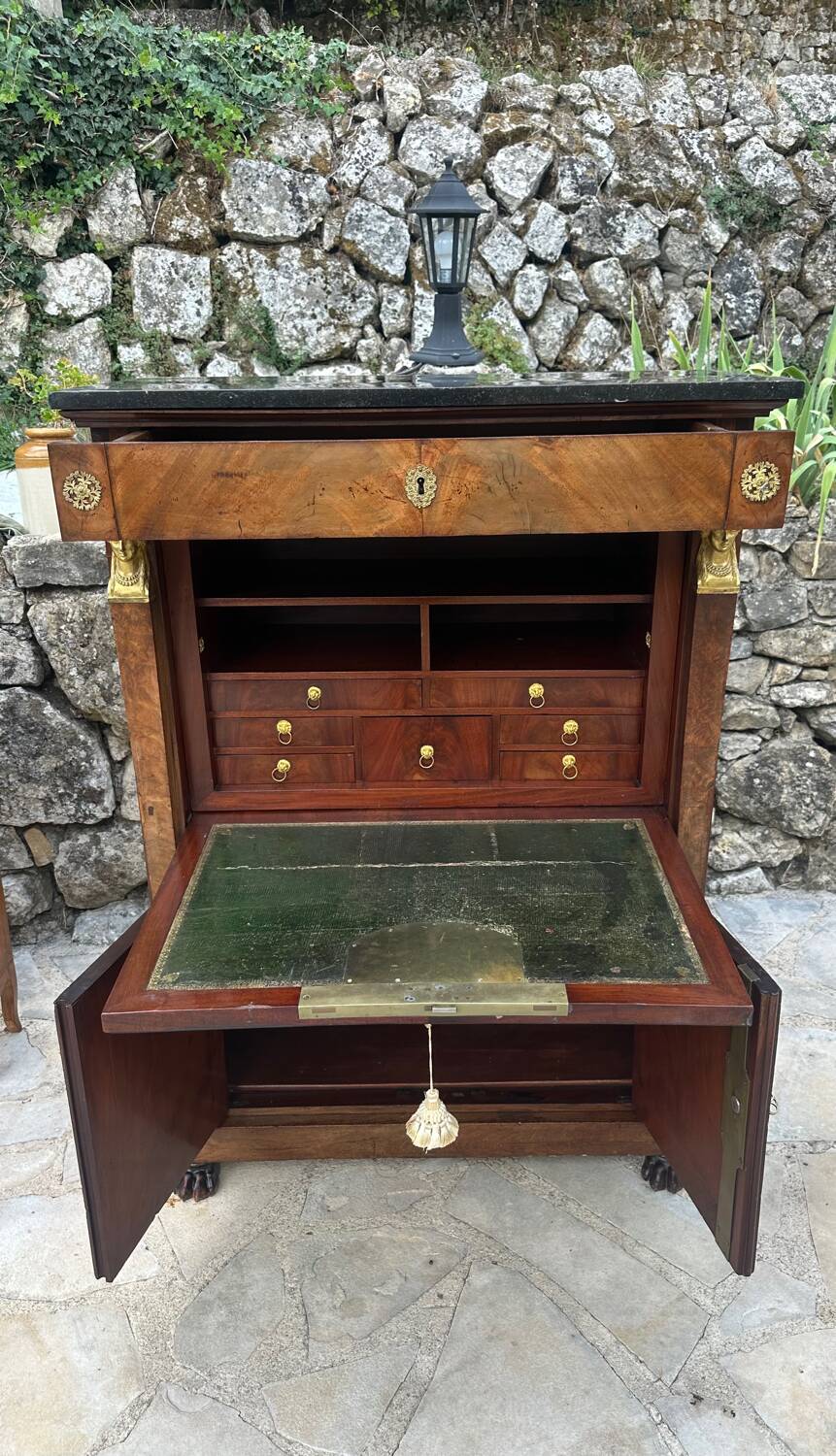 Empire period mahogany burl secretary from Egypt