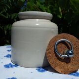 Sandstone pot enamelled beige sand and its cork in croated cork