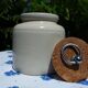 Sandstone pot enamelled beige sand and its cork in croated cork