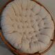 Fauteuil pivotant en rotin et coussin lin