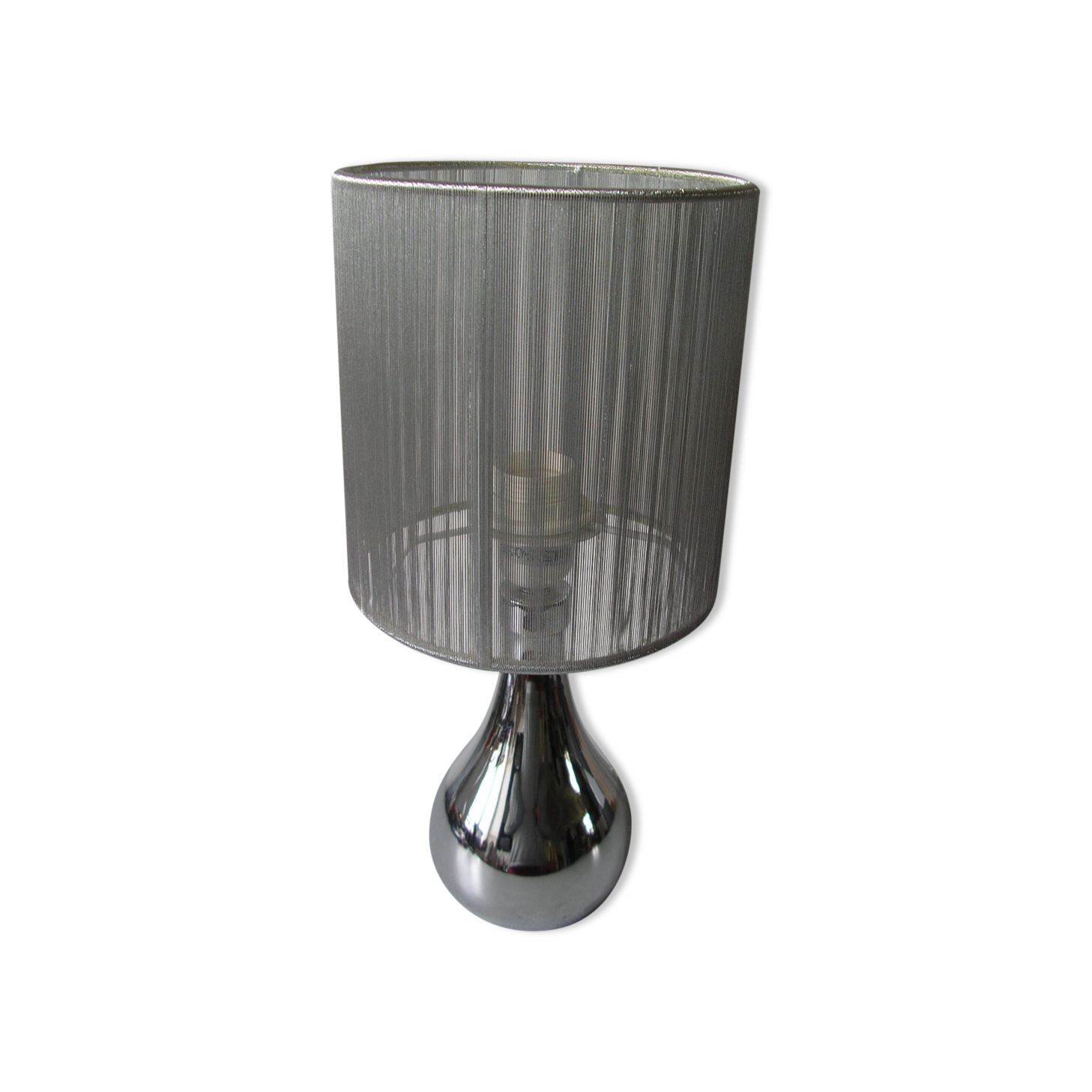 Polished aluminum lamp and silver wire deco office lounge 39 cm
