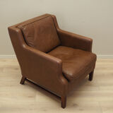 Fauteuil en cuir marron, design danois, années 1960, production: Danemark