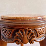 Vintage French marble plant stand, Louis XV pedestal table.