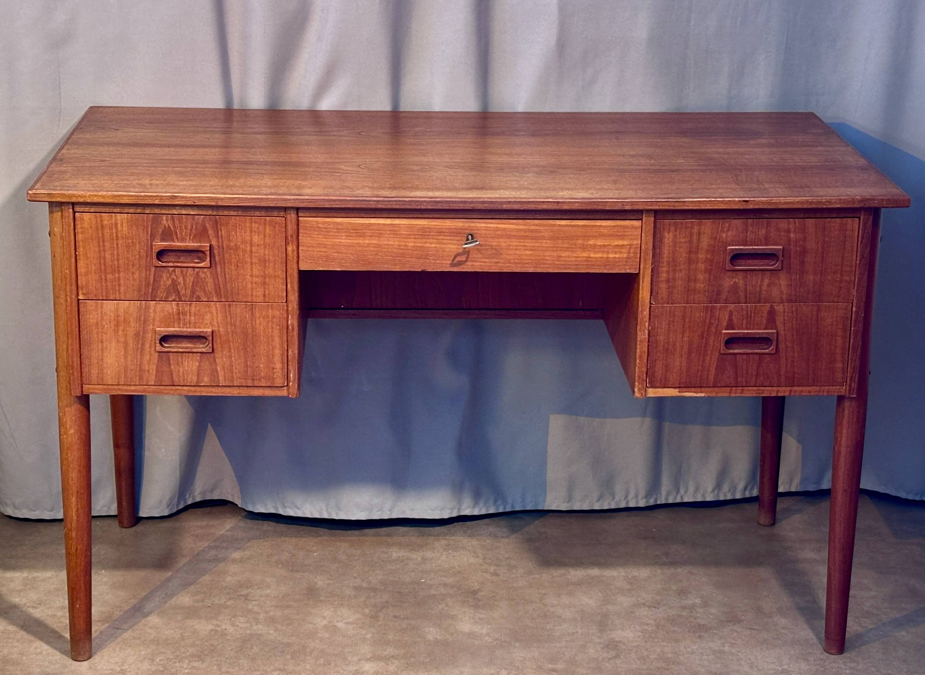 Vintage 1960s double-sided Scandinavian teak desk
